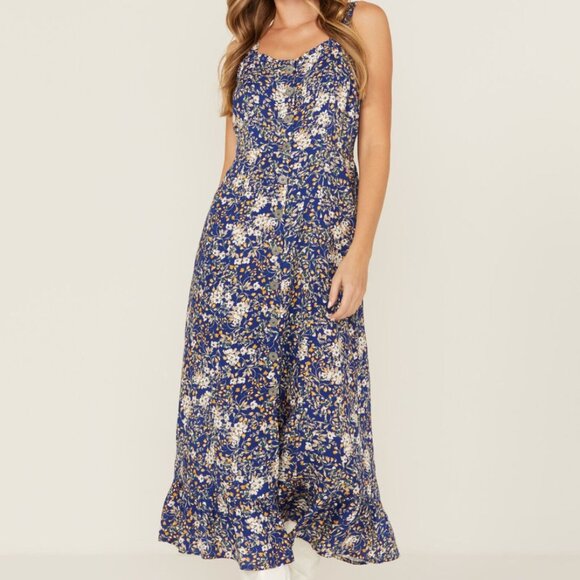 Cotton & Rye Dresses & Skirts - COTTON & RYE | Womens Blue Floral Print Midi Sundress Size XL